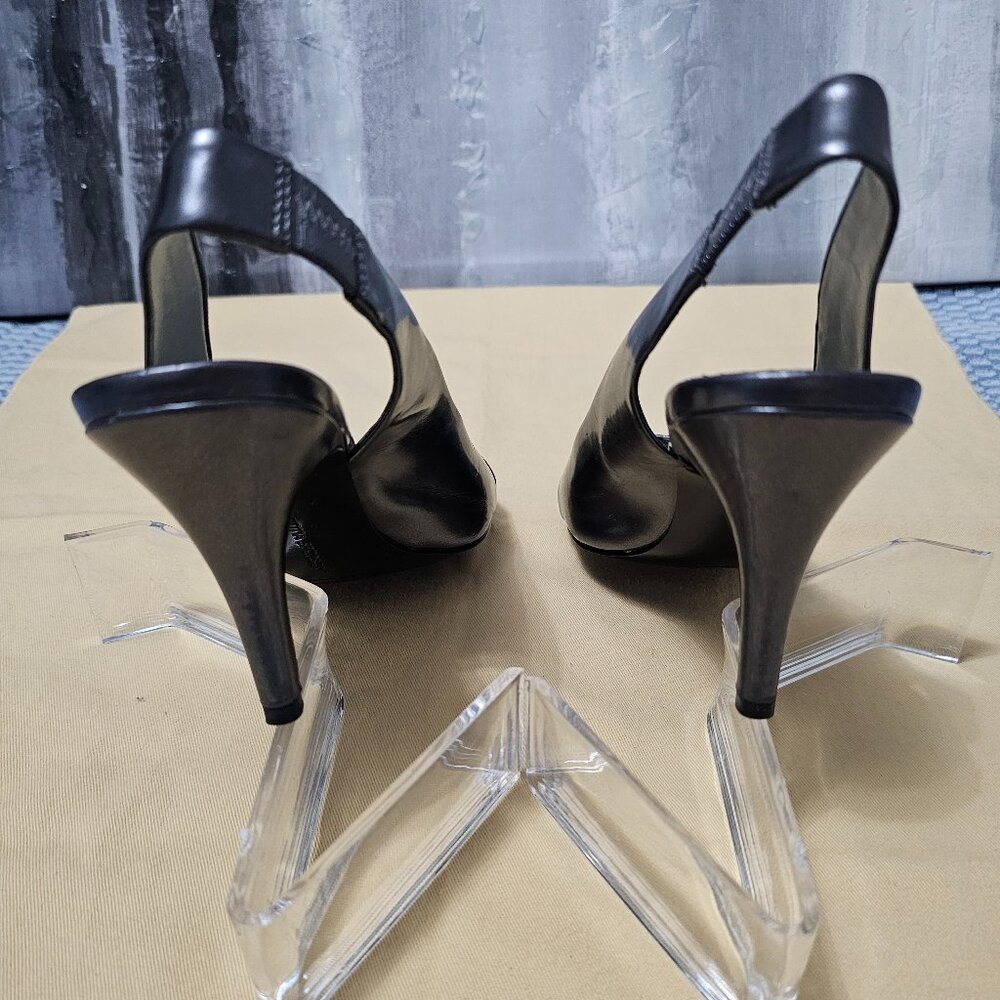 Victoria Spencer Gray Patent Slingback Heels - Open Toe - Size 6 - Picture 4 of 6